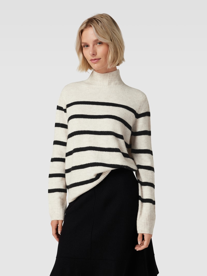 Strickpullover mit Stehkragen in beige