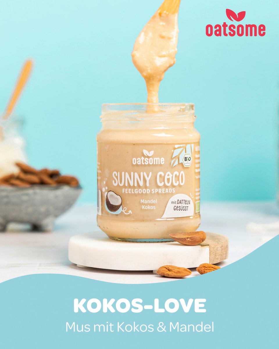 Mandelmus, \Sunny Coco\ Feelgood Spreads, Mandel Kokos mit Datteln gesüßt, 200 g