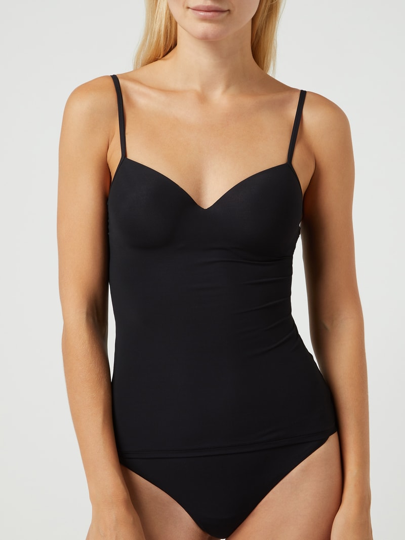Unterhemd im 2-in-1-Look Modell 'Allure'- wattiert in schwarz