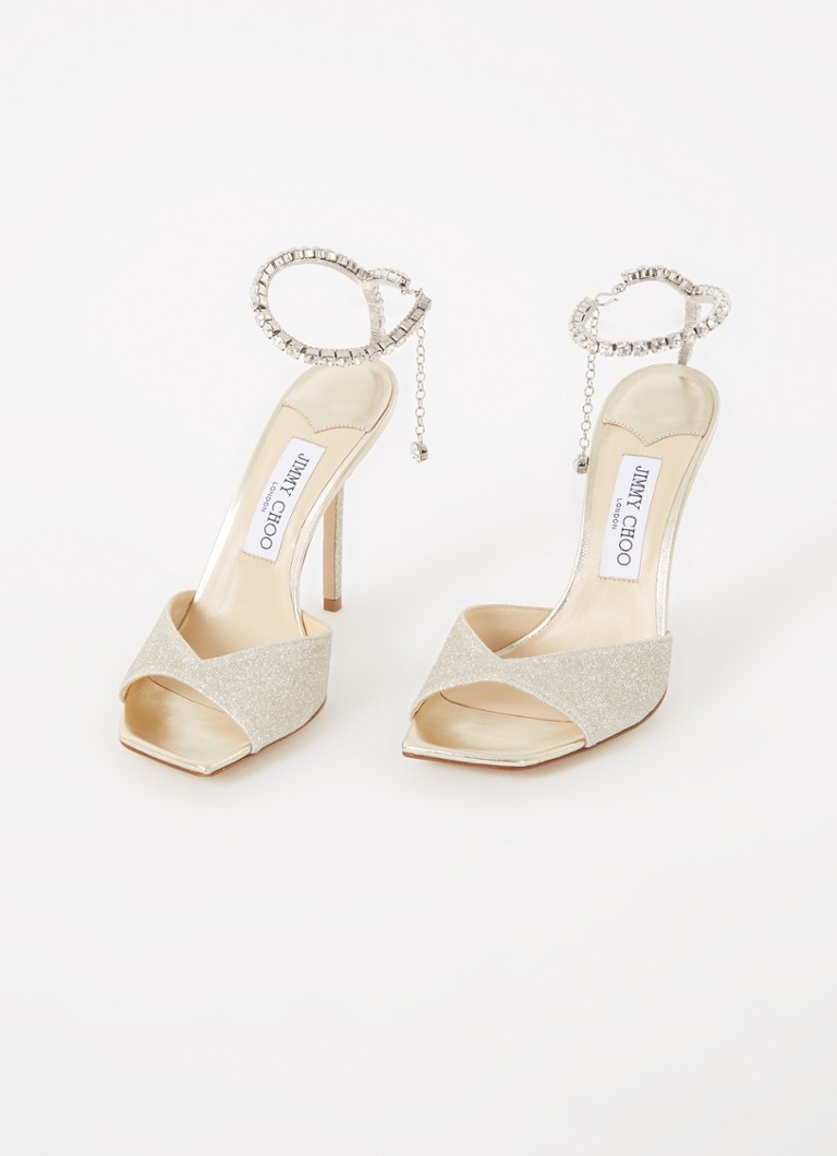 Sandale Jimmy Choo SAEDA 100 cu sclipici pudrat
