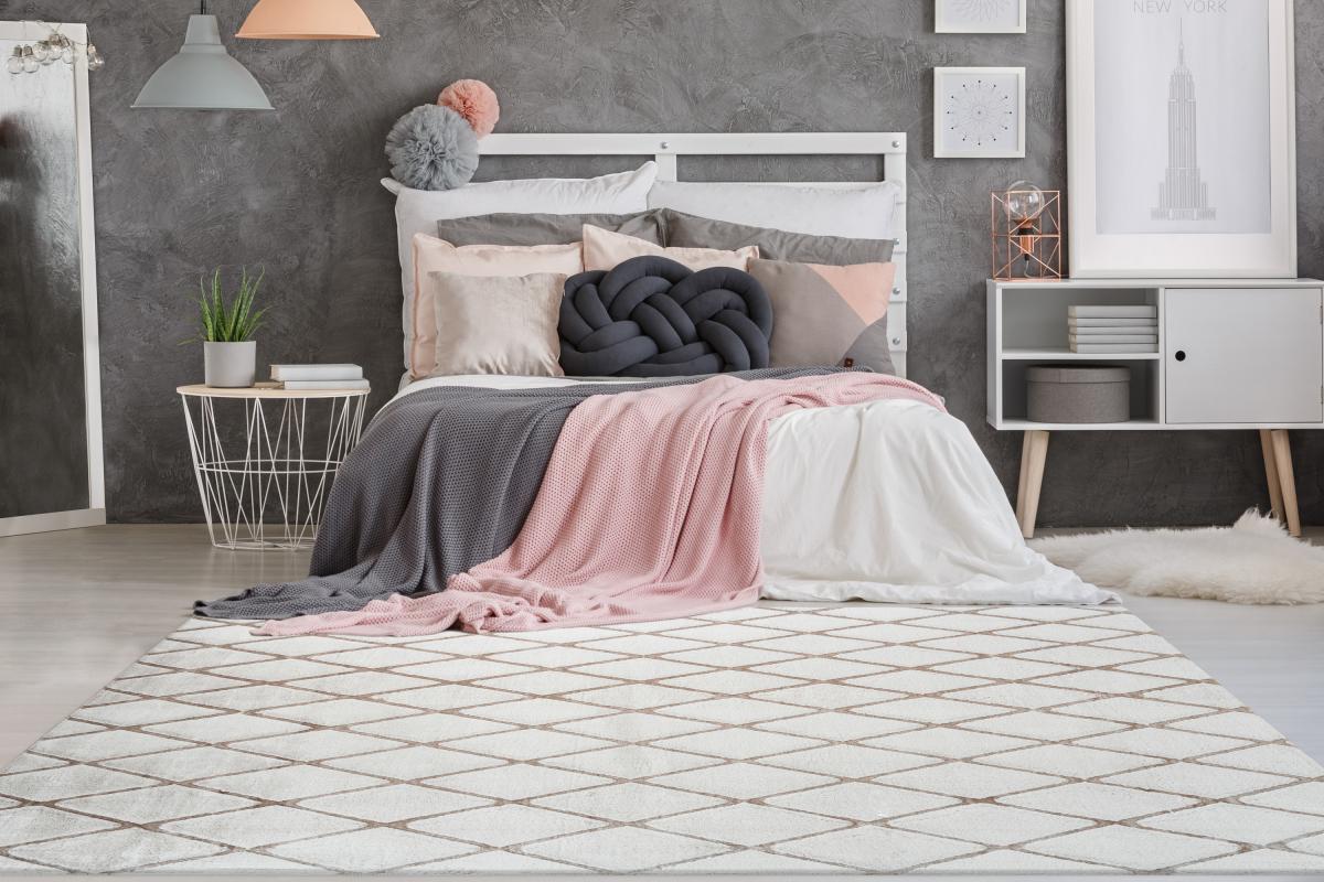 megusta 3D-Hochflorteppich Weiß / Taupe 160cm x 230cm