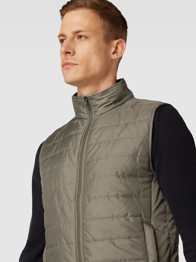 Steppweste mit Stehkragen in khaki