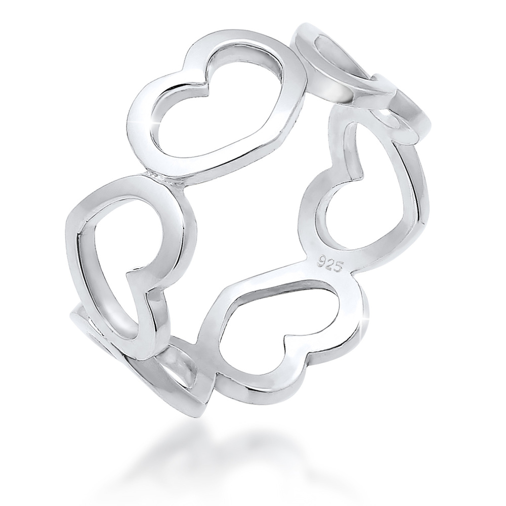 Elli Elli Bague Femmes Bande Cœur Symbole Cut-Out tendance en argent sterling 925 Bague