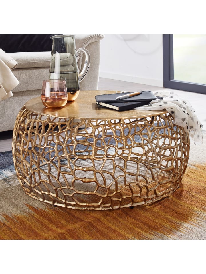 KADIMA DESIGN Couchtisch Ast-Design | Metall Gold, 66x66cm, Rund in Gold günstig kaufen onesize