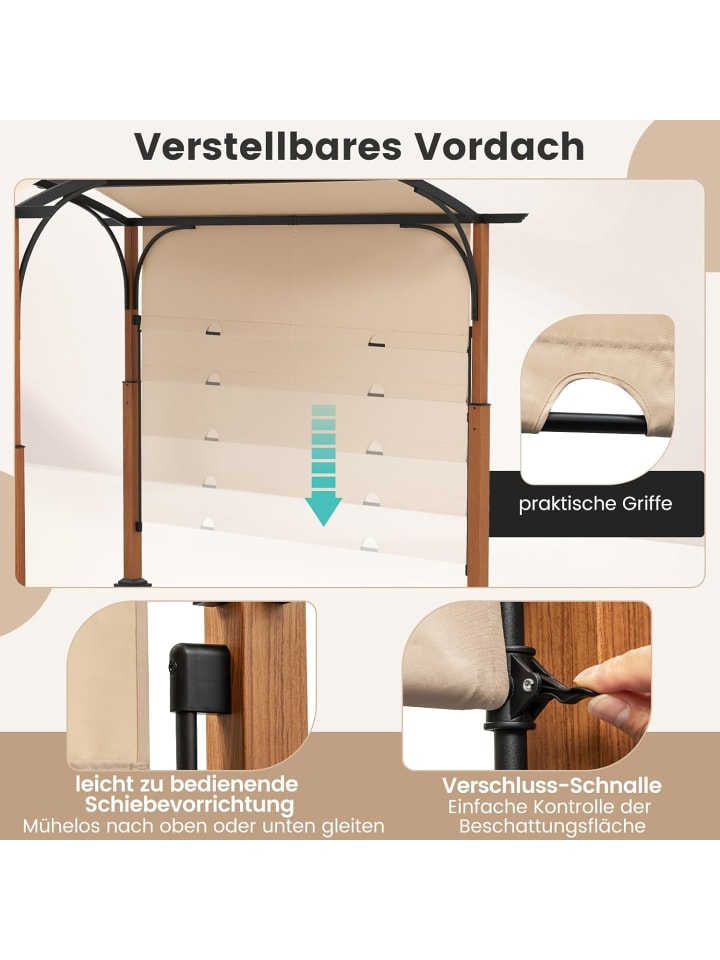 COSTWAY Pergola mit ausziehbarem Dach 3,6x3m in Beige günstig kaufen onesize