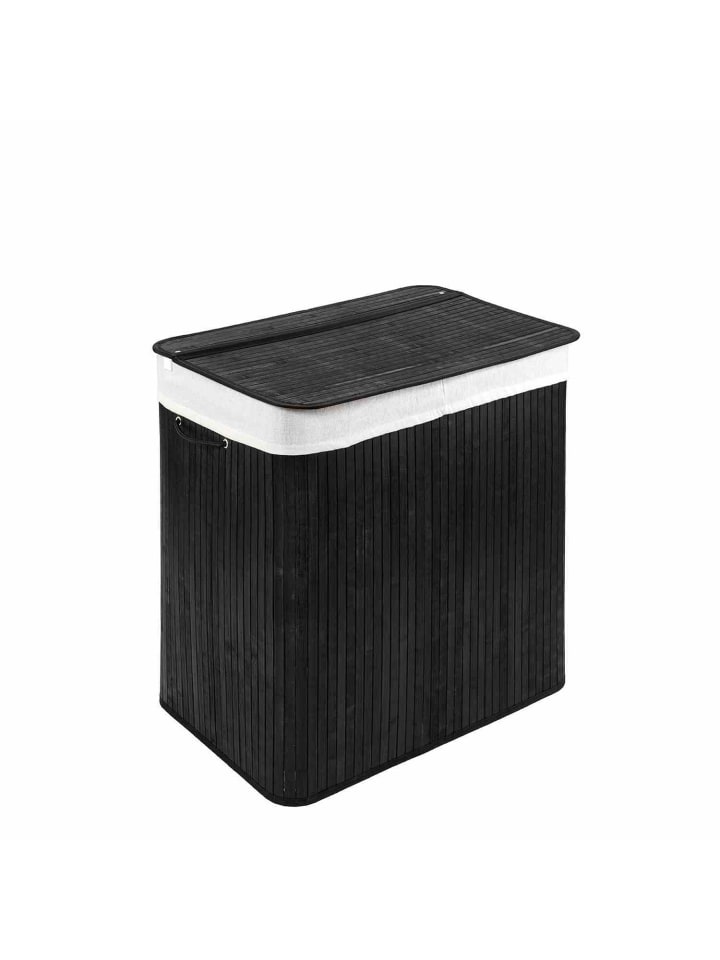 WohnDirect Wäschekorb mit Deckel BAMBOO in Schwarz günstig kaufen