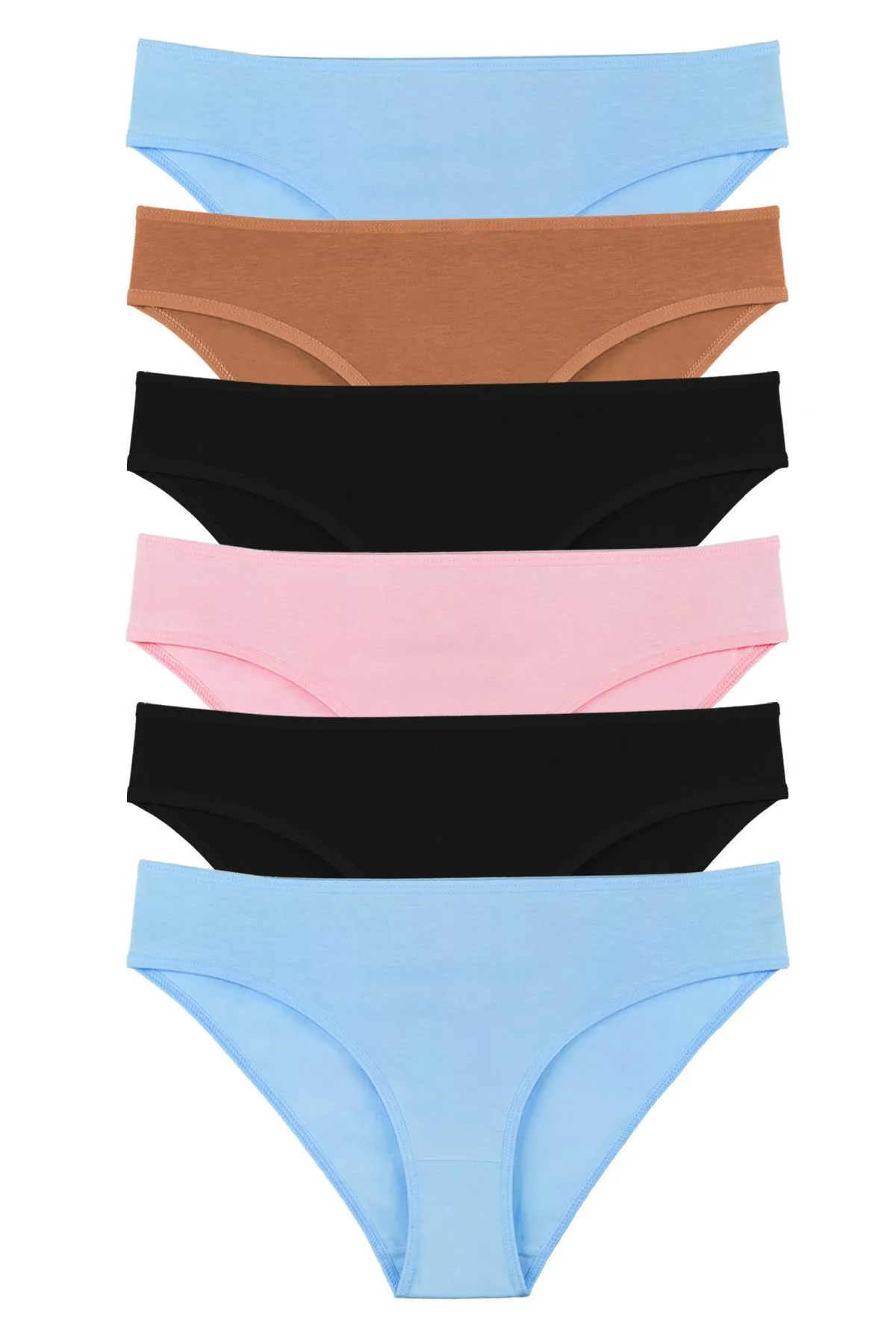 Sensu  6-teiliges Slip-Höschen aus Baumwolle in verschiedenen Farben für Damen