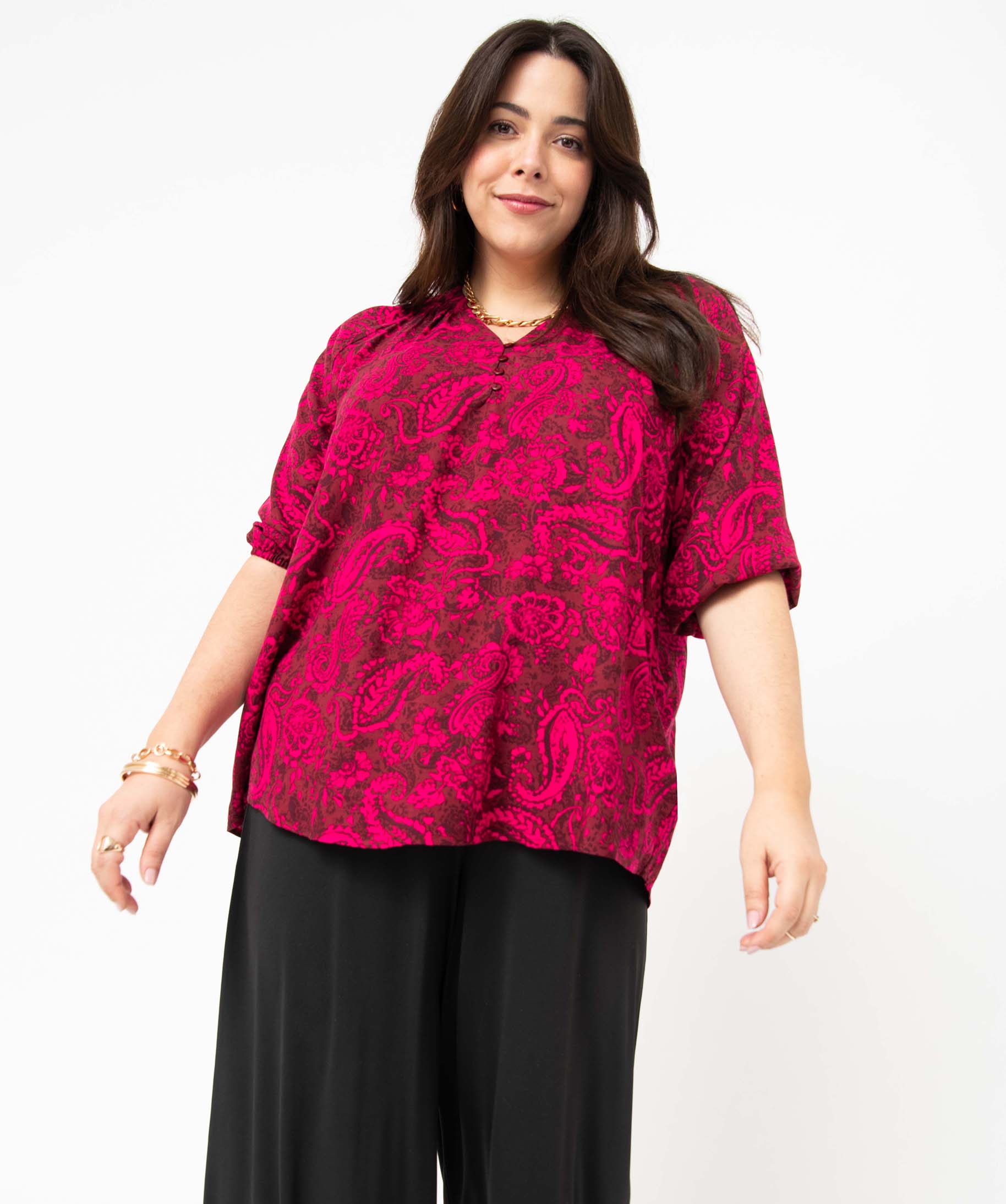 Blouse imprimée à manches 3/4 femme grande taille imprime | GEMO