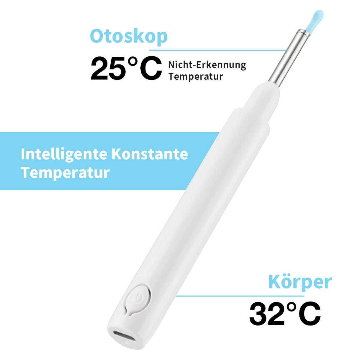 yozhiqu Ohrenreiniger 3,5 mm 4,2 mm kabelloses visuelles Ohrenschmalzentferner-Endoskop, 1-tlg., WiFi-Konnektivität, HD 1080p, austauschbare Silikon-Ohrstöpsel