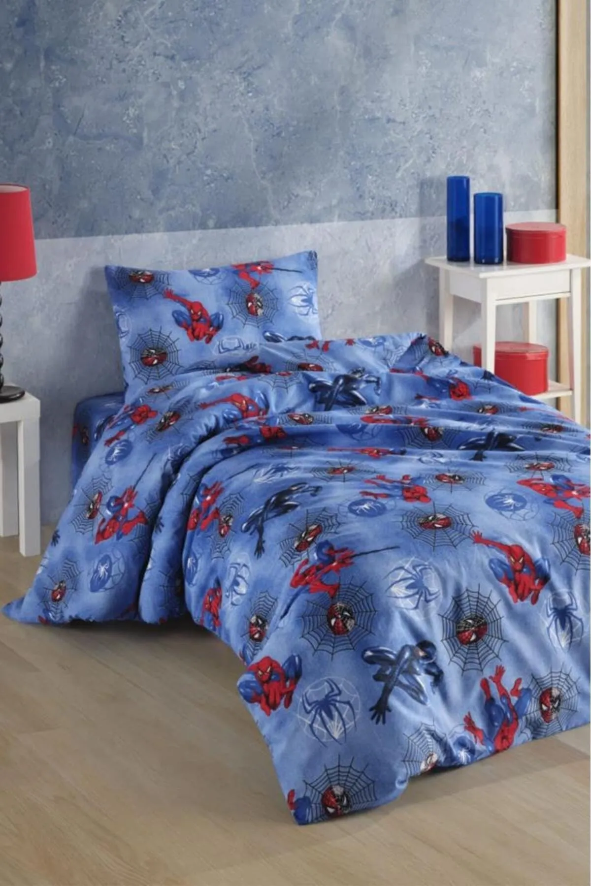 Çeyiz Diyarı  Bedrucktes Spiderman-Einzelbettbezug-Set