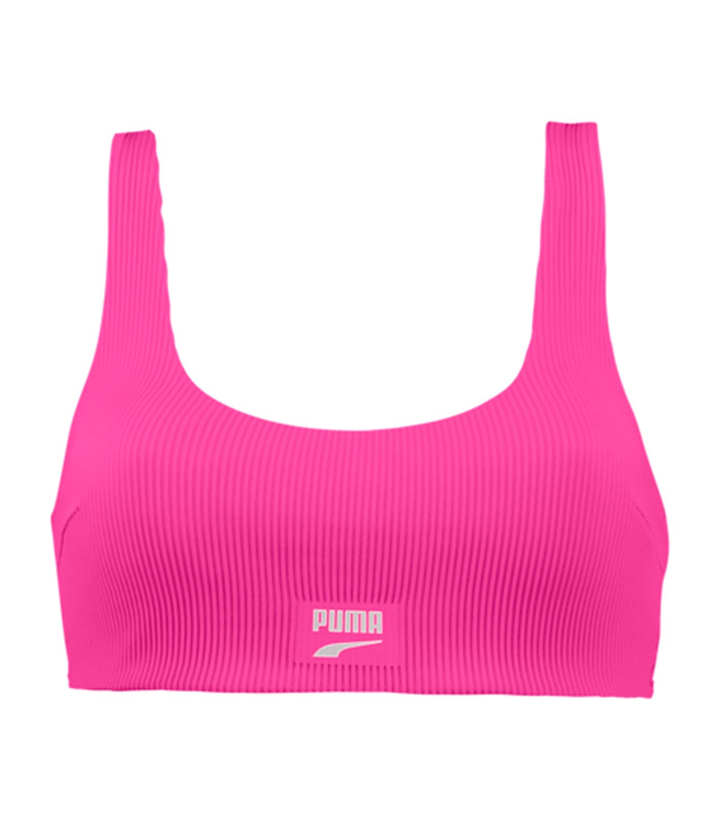 PUMA Neon Pink Ribbed Scoop Neck Bikini-Oberteil