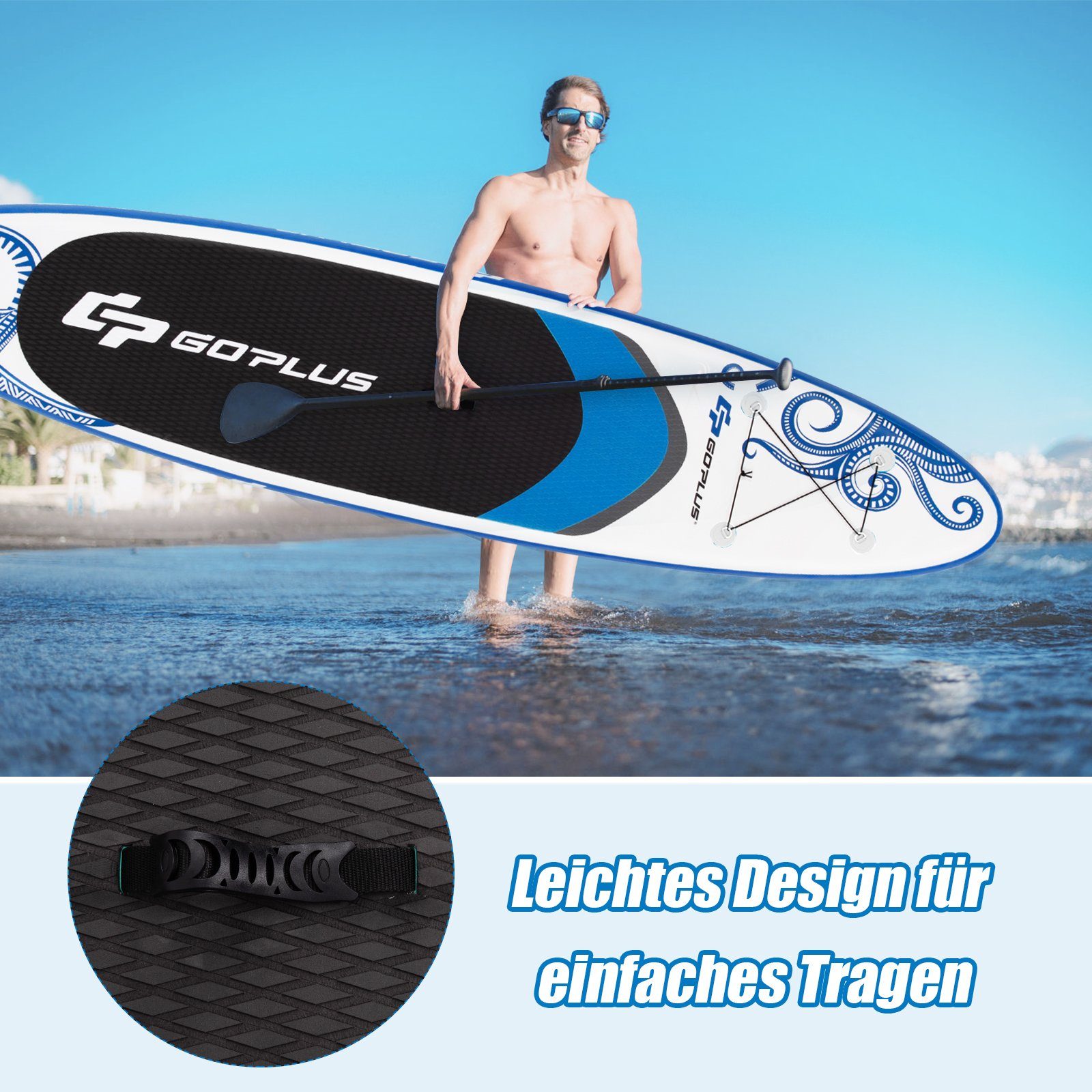 COSTWAY SUP-Board Stand Up Paddle Board, 335cm bis 170kg, mit Pumpe