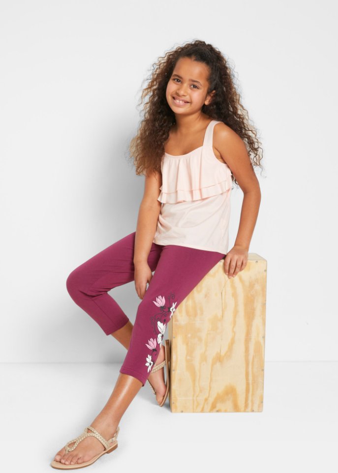 Mädchen 3/4 Leggings mit Bio-Baumwolle (2er Pack)