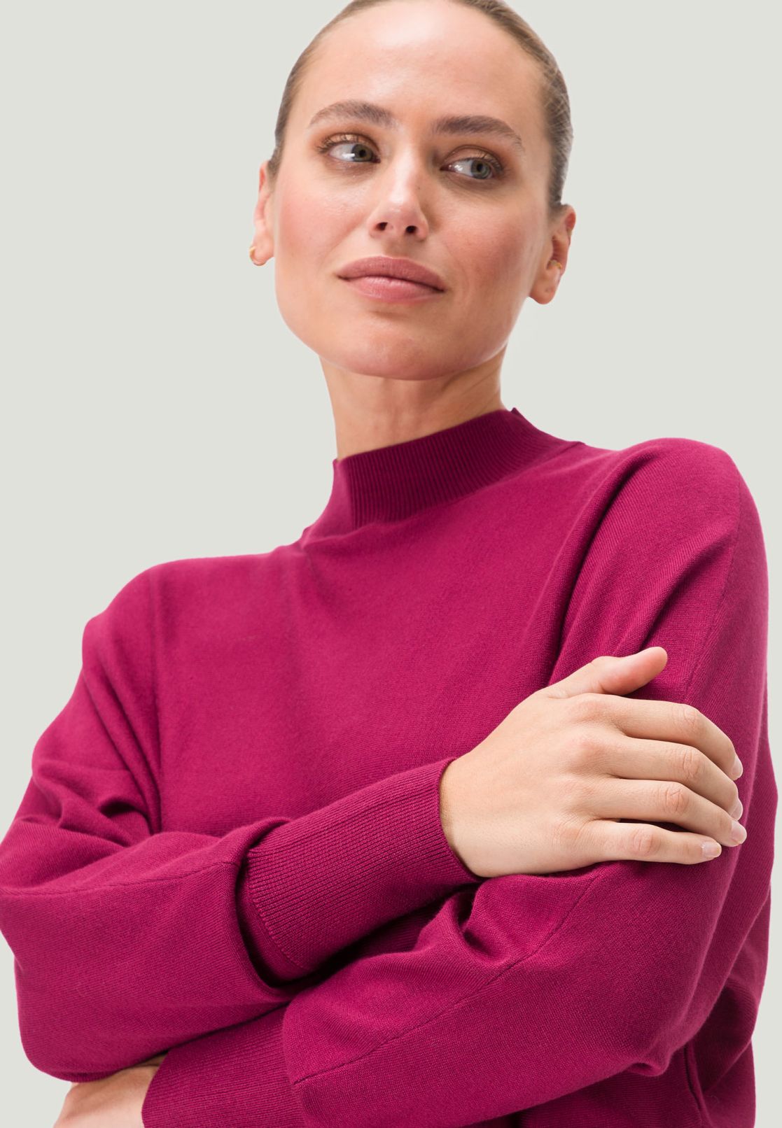 Strickpullover mit Stehkragen