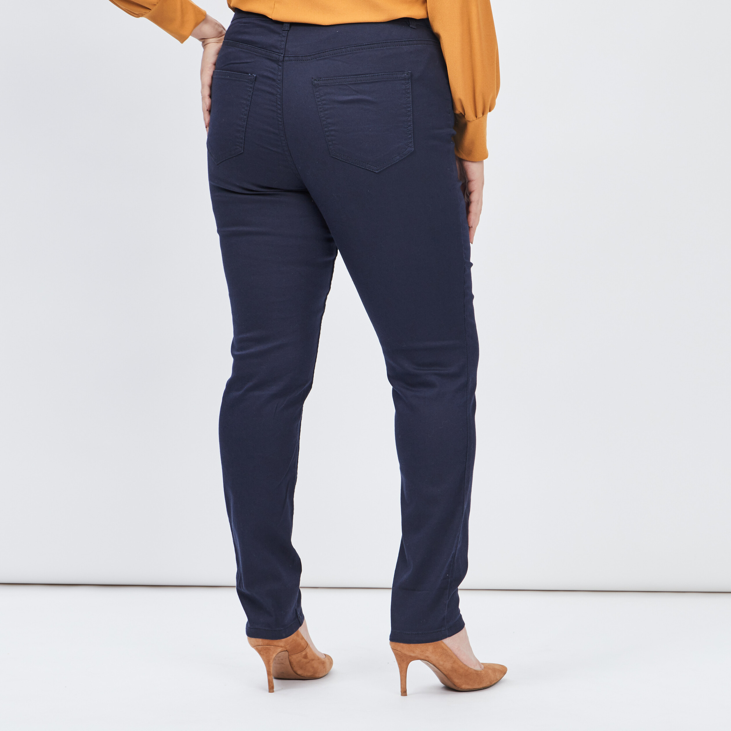 Pantalon slim bleu marine femme grande taille | La Halle