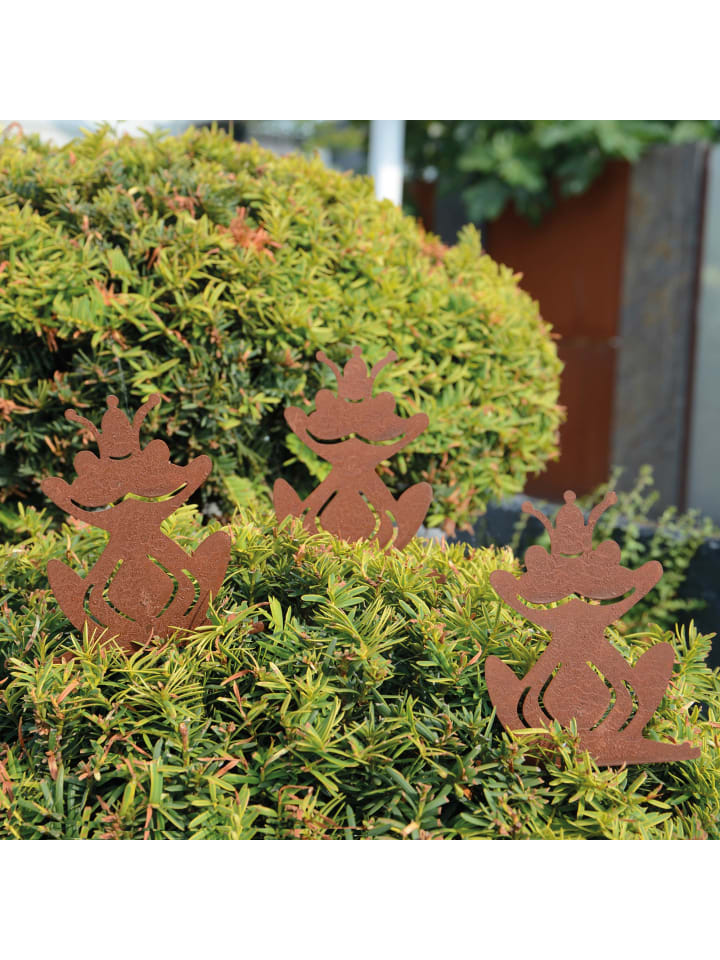 UNUS 3er Set Gartenstecker Rost Frösche in Braun günstig kaufen