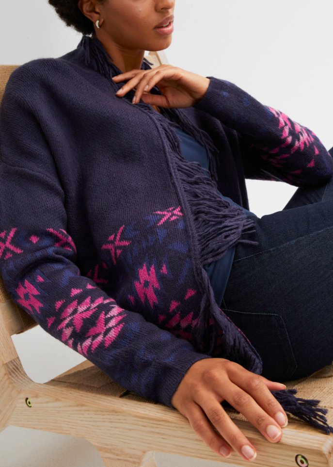 Strickjacke mit Fransen