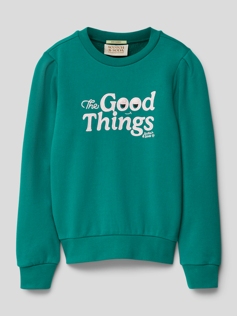Sweatshirt mit Statement-Stitching Modell 'Pleated sleeve detail' in dunkelgrün