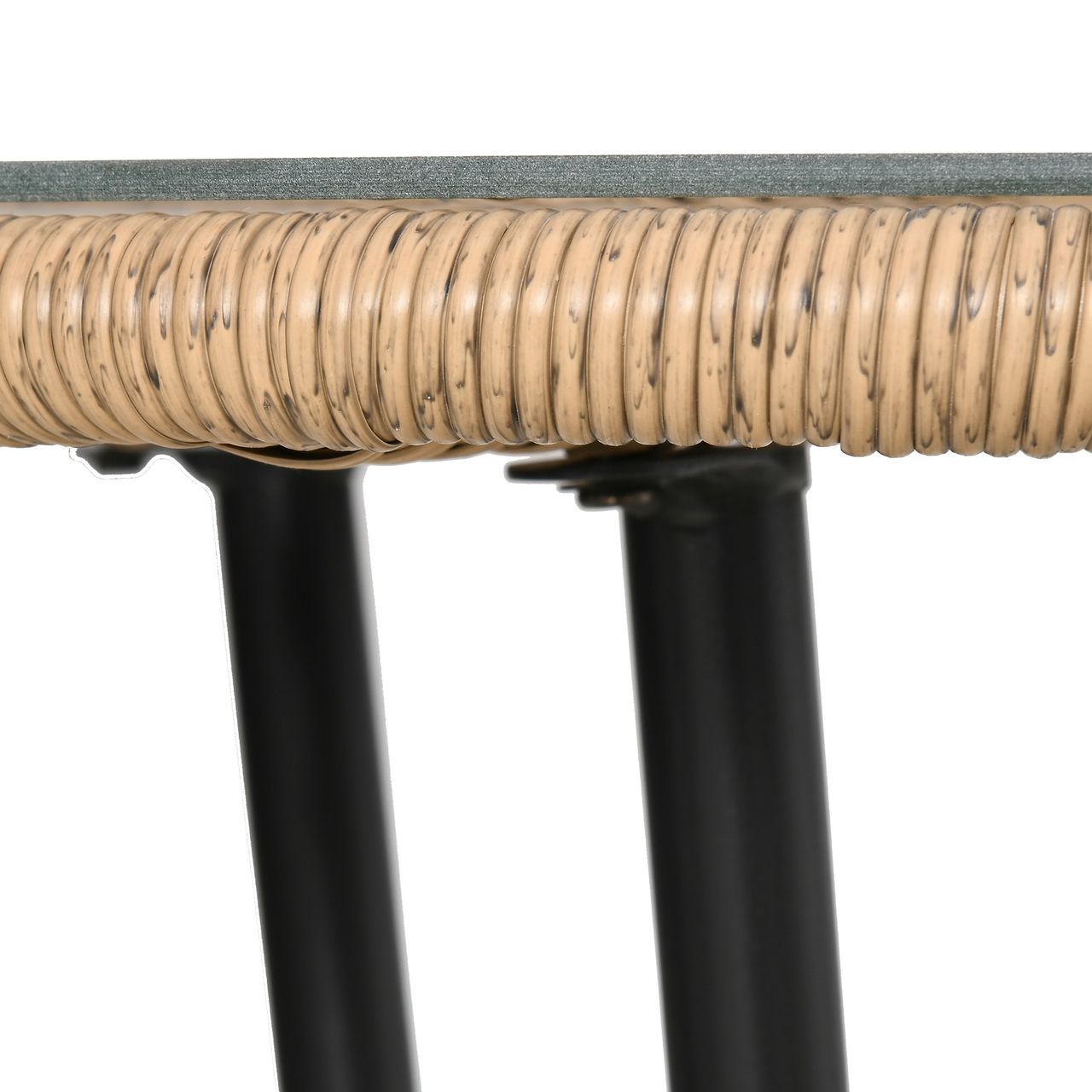 Outsunny 5-tlg. Polyrattan Gartenmöbel Set Essgruppe Esstisch mit 4 Stühlen Gartensitzgruppe mit Beistelltisch Gartenset Outdoor Metall Natur