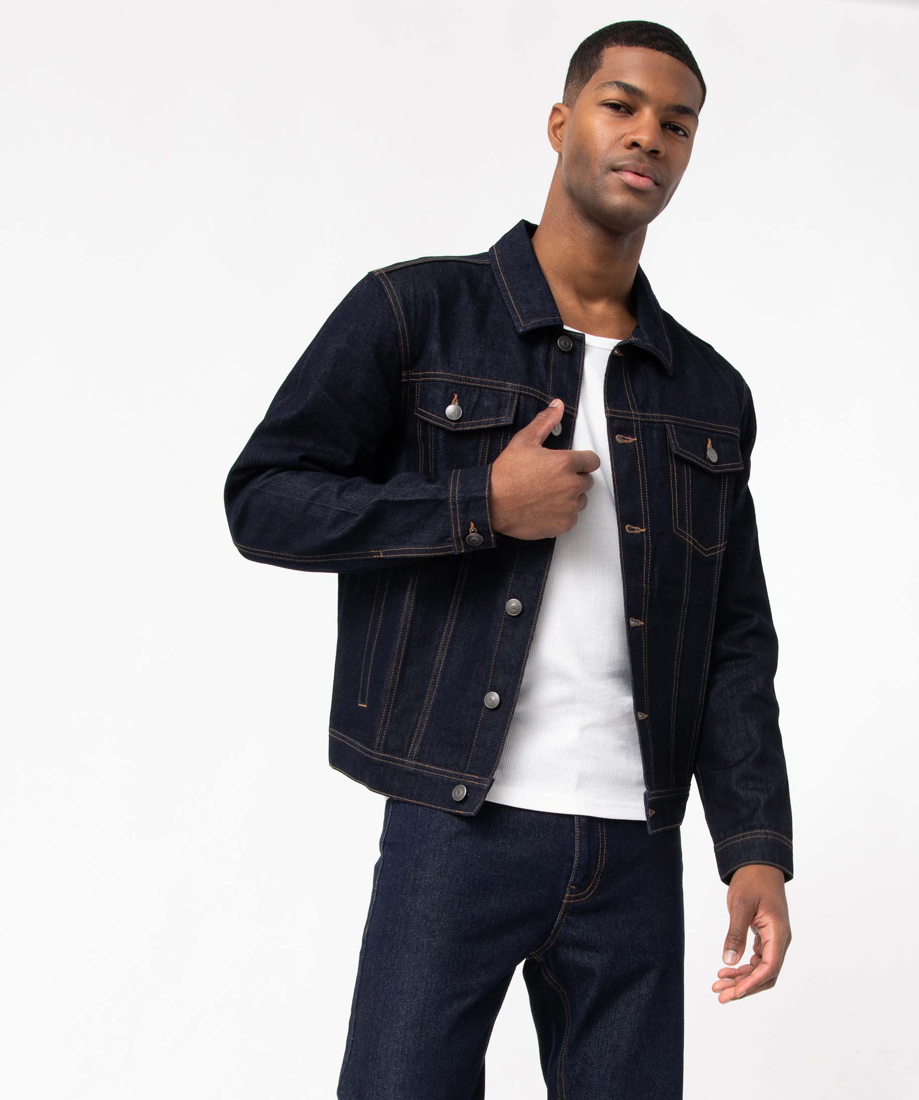 Veste en jean homme coupe droite brut | GEMO