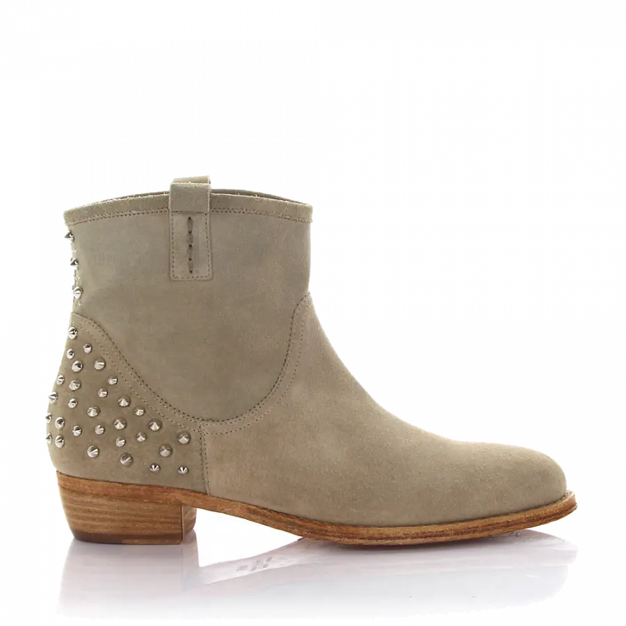 Rossano Bisconti - Stiefeletten Veloursleder Nieten beige - beige