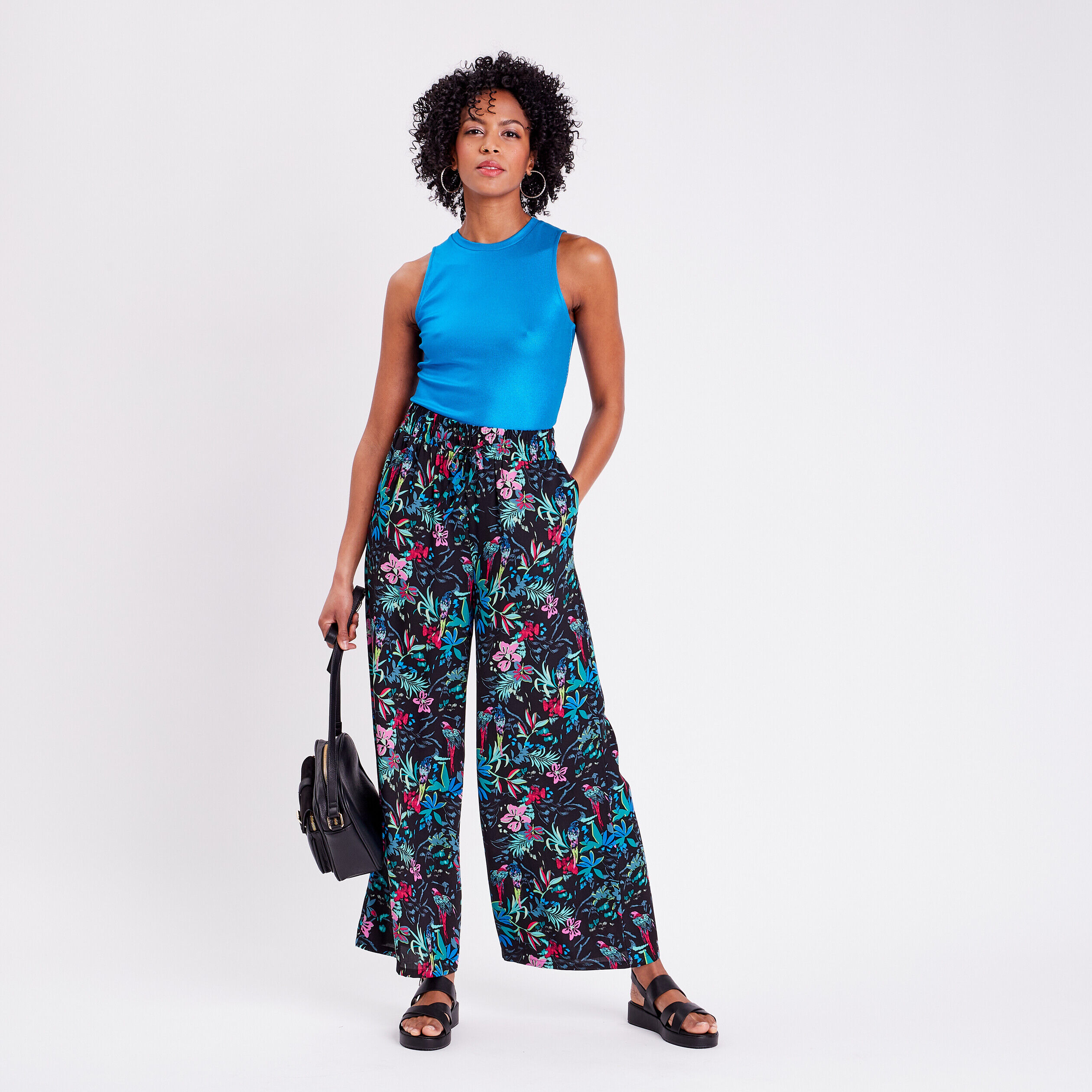 Pantalon ample fluide noir femme | Cache Cache