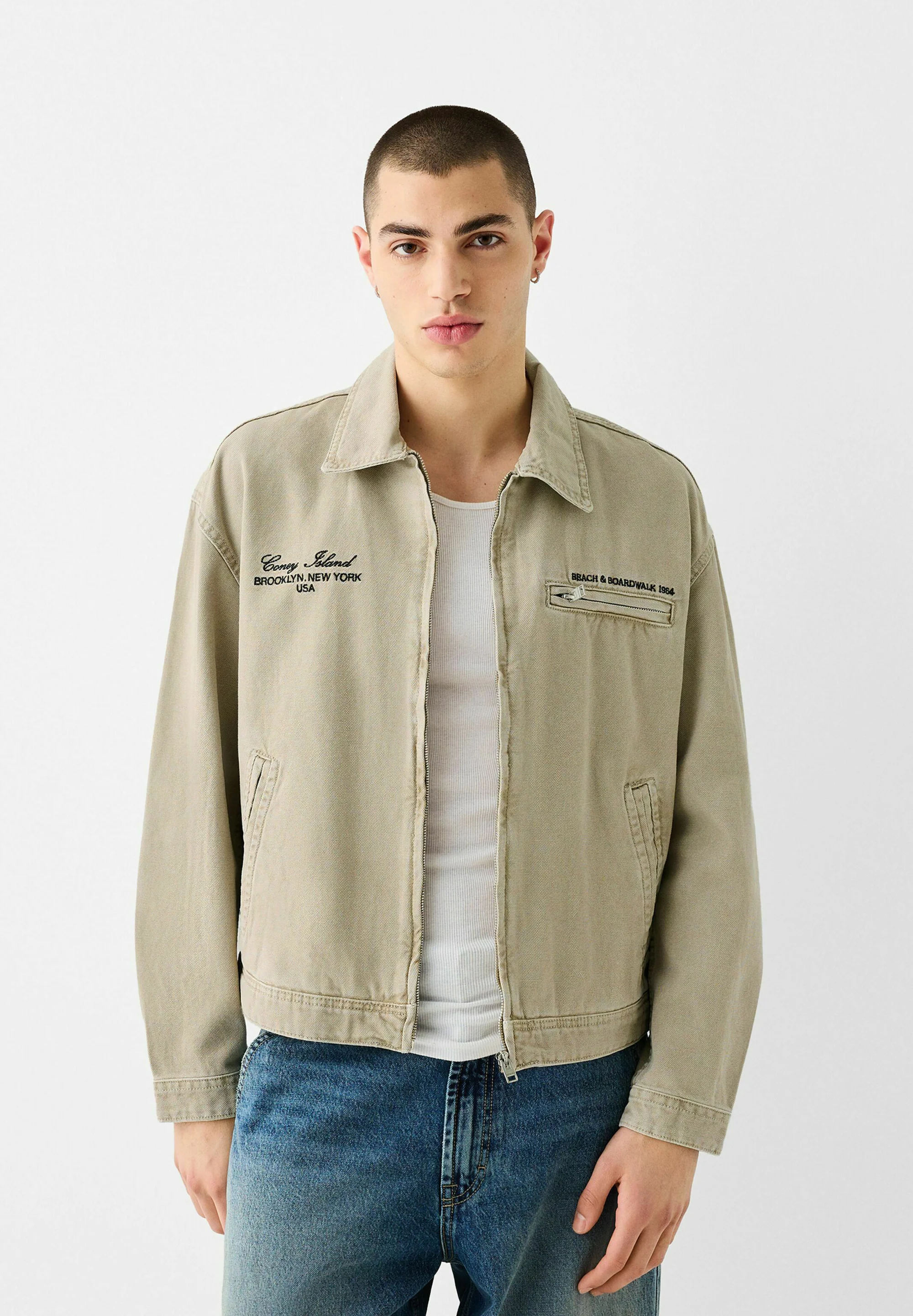Bershka BOXY FIT - Chaqueta vaquera