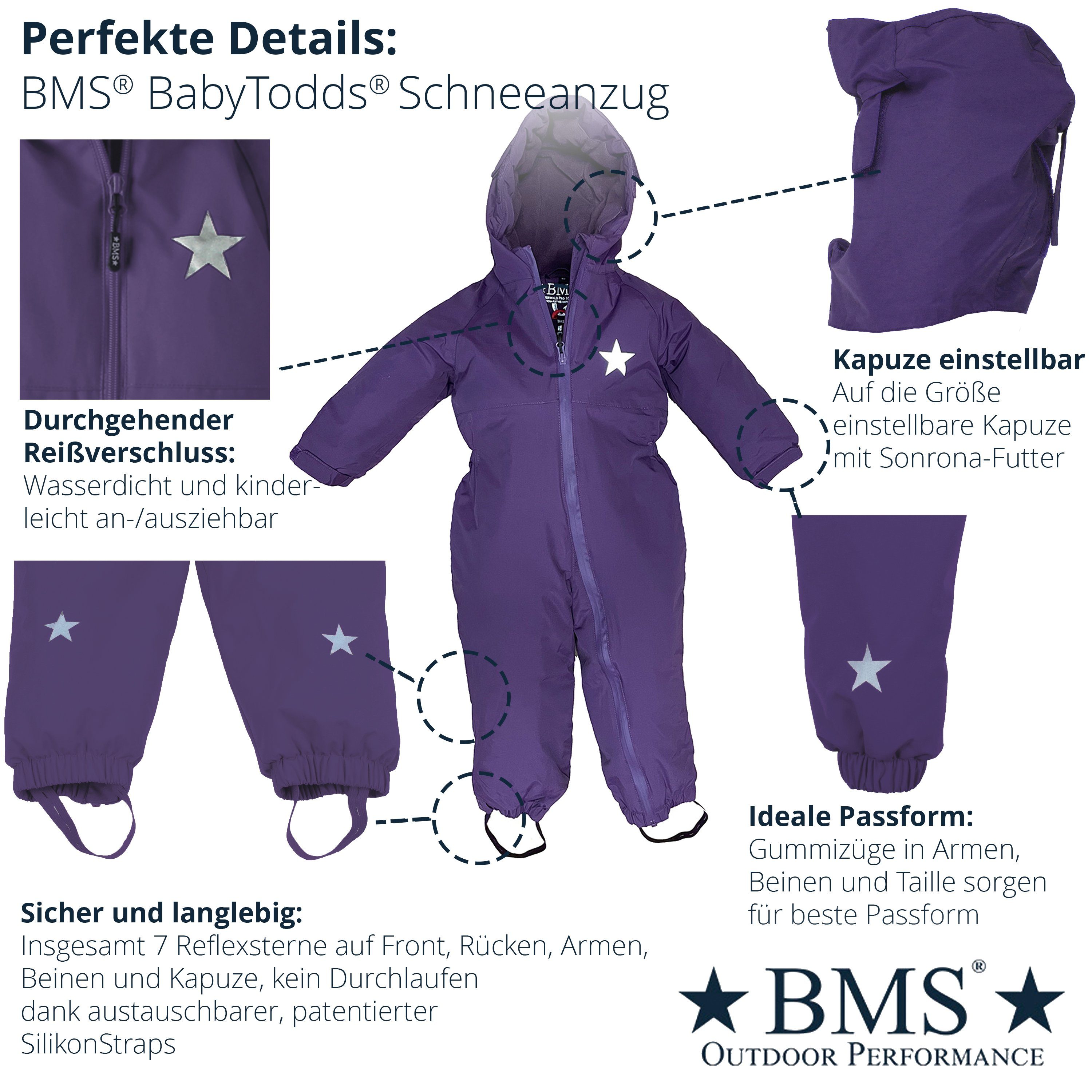 BMS Schneeoverall BMS Schneeanzug - 100% wasserdicht & atmungsaktiv mit SORONA AURA Wattierung besonders warm und leicht