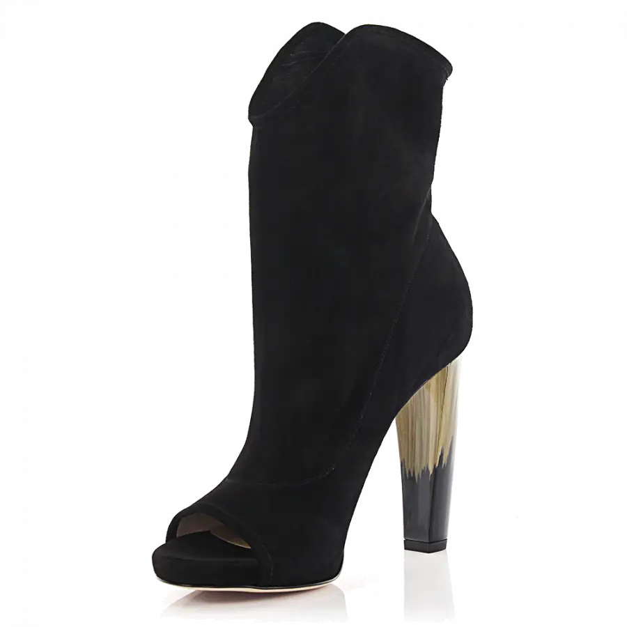 Jimmy Choo - Stiefeletten Kalbsleder Veloursleder schwarz - schwarz