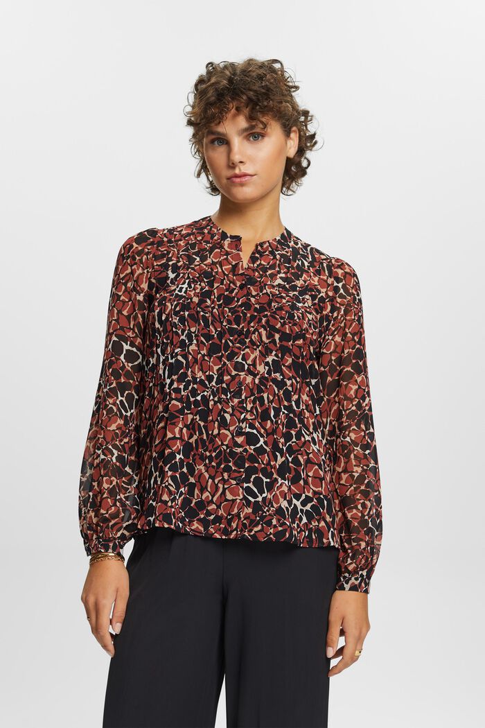 Recycelt: gemusterte Chiffonbluse