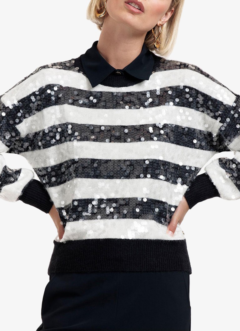 Blusa Lilly da Studio Anneloes com estampa listrada e lantejoulas.