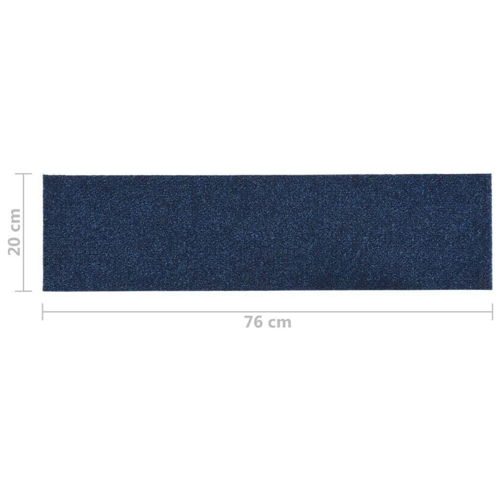 Stufenmatte Selbstklebende Treppenmatten 15 Stk. Rechteckig 76x20 cm Blau, vidaXL, Rechteckig