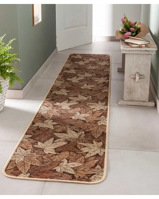Tapis jacquard motif feuilles d'automne