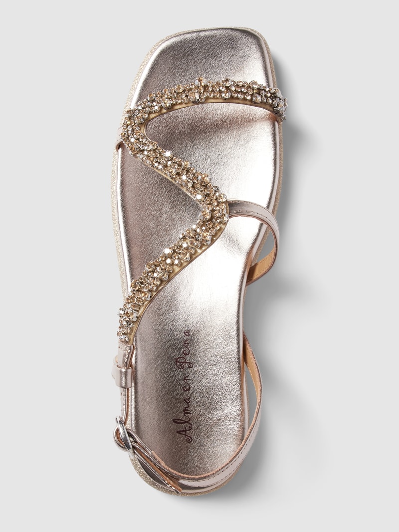 Sandalen mit Strasssteinbesatz in gold
