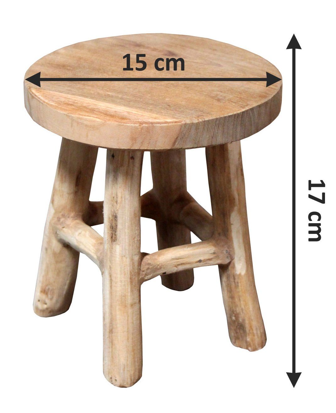 Spetebo Blumenhocker Teak Blumenhocker - natur / Ø 15 cm (Packung, 1 St., Massivholz), Holz Pflanzen Ständer mit 4 Füßen