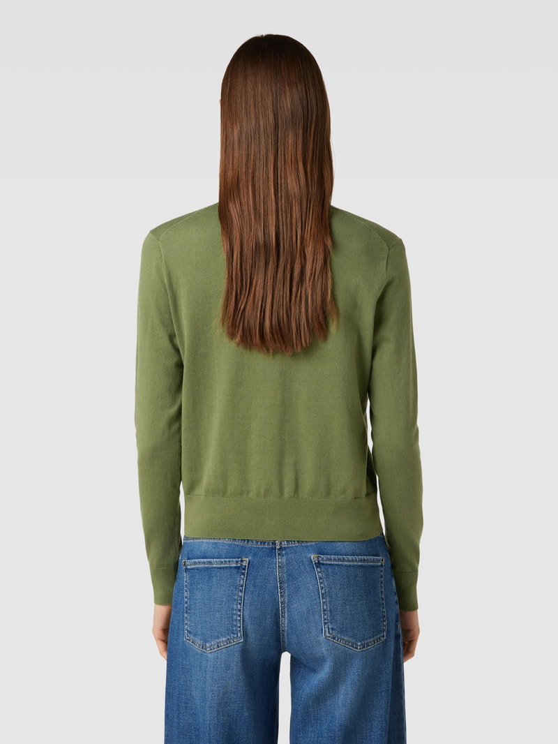 Cardigan mit Rundhalsausschnitt und Logo-Stitching in olivgrün