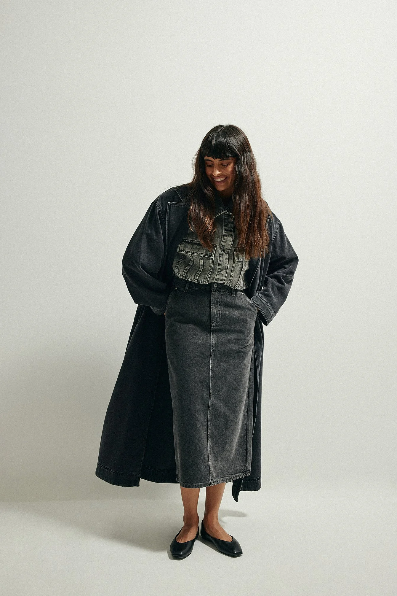 Midi-Jeansrock