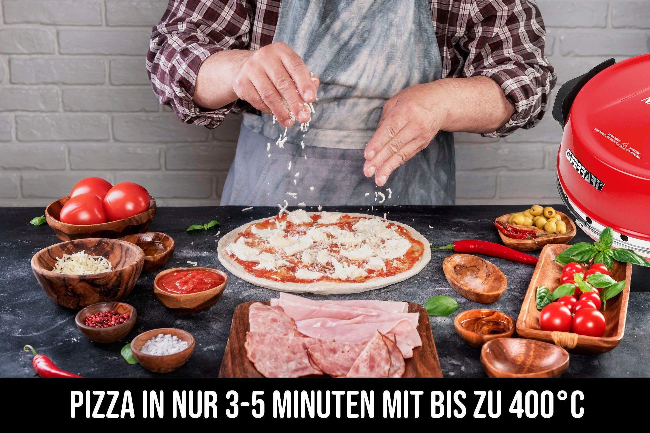 G3Ferrari Pizzaofen Napoletana G1003202, bis 400 Grad mit 2 feuerfesten Pizzasteinen