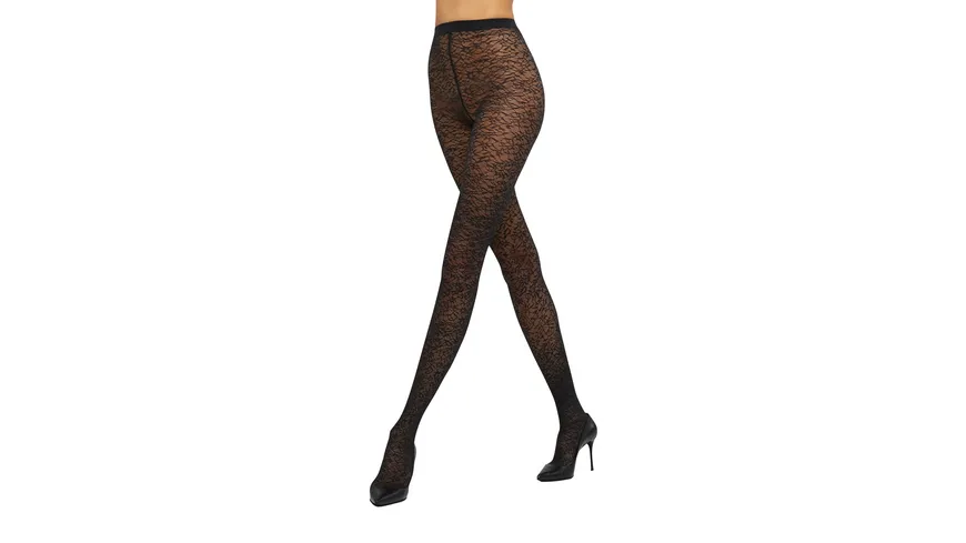 Wolford Damen Feinstrumpfhose Floral Jacquard 40 DEN black
