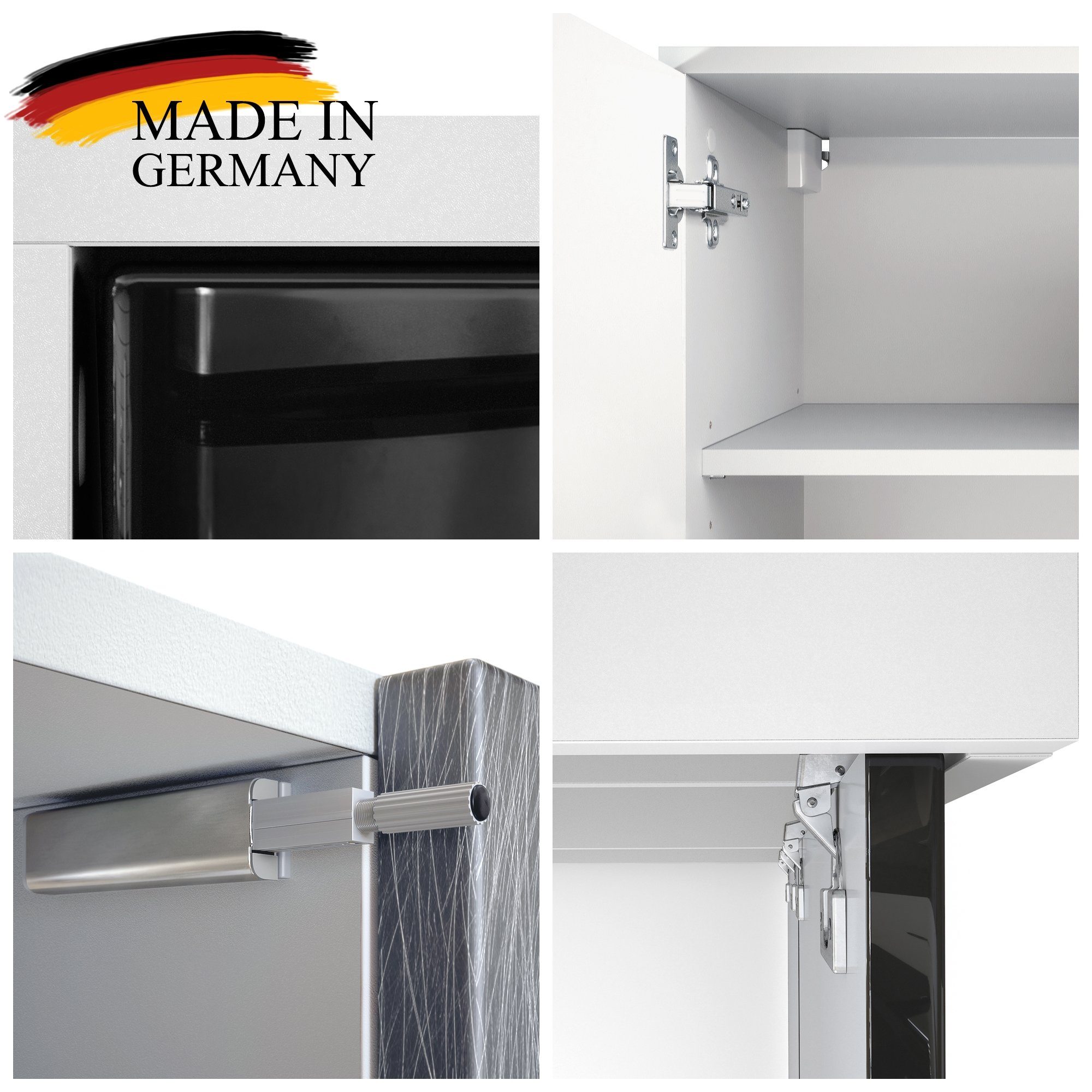 Vladon Sideboard Cuba (Kommode, mit 3 Türen und 2 offene Fächer), Weiß matt/Sandgrau Hochglanz (182 x 53 x 35 cm)