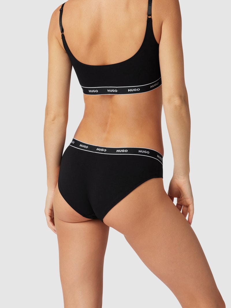 Slip mit Label-Print im 3er-Pack in schwarz