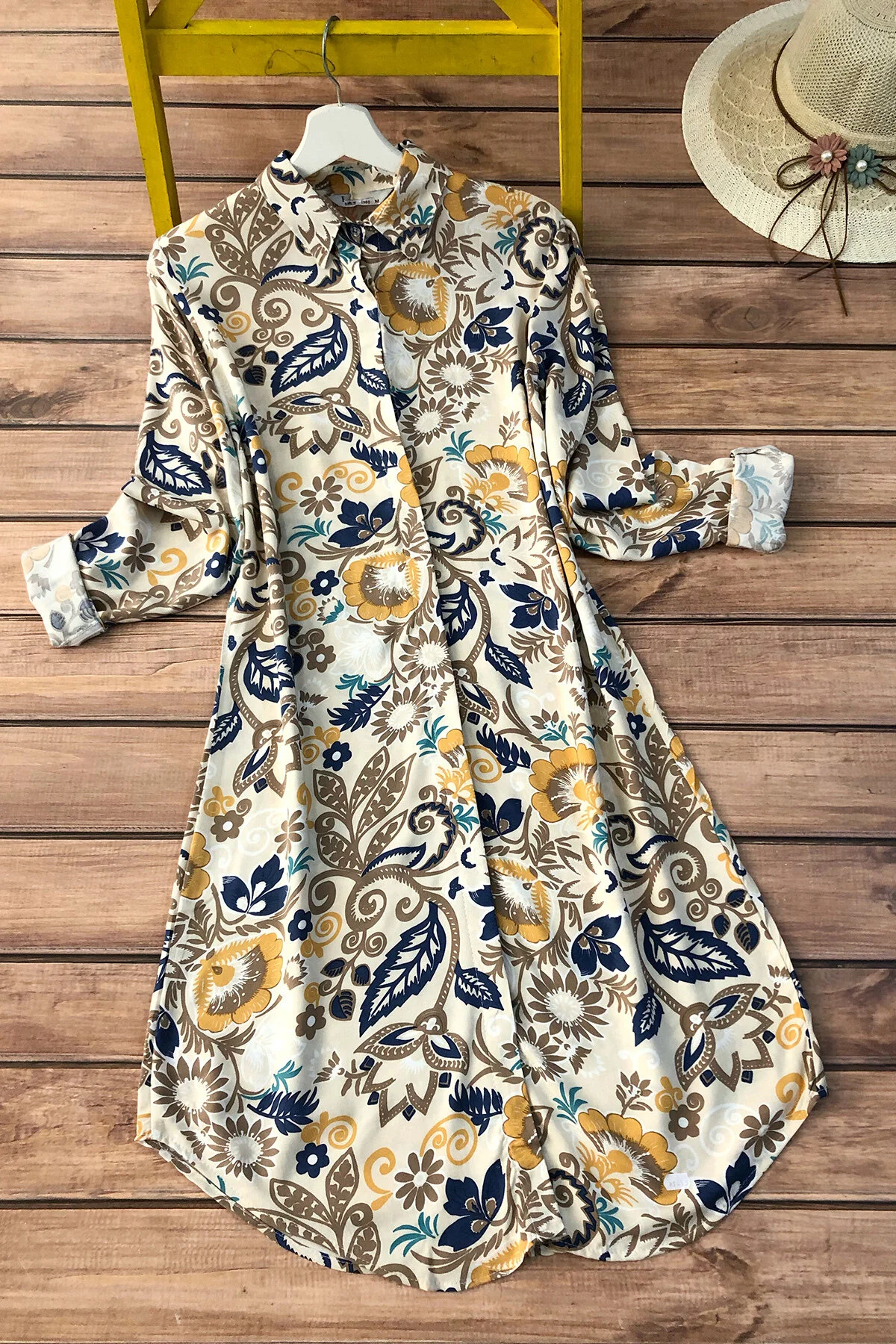MODAQU  Viskose-Tunika mit Blumenmuster 3038 – Nerz