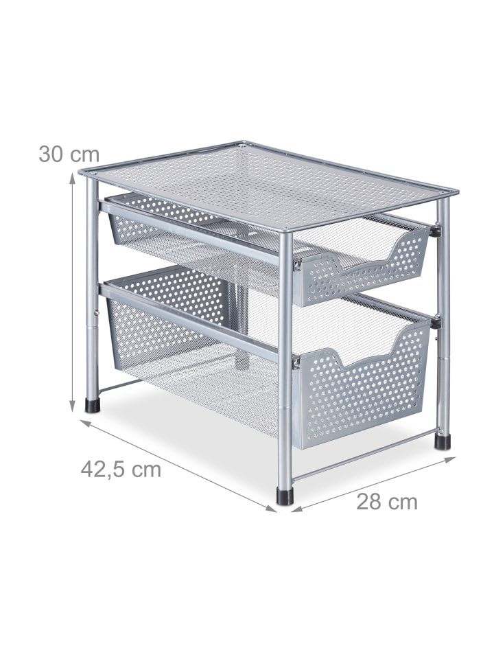 relaxdays Schubladenregal in Silber - (B)28 x (H)30 x (T)42,5 cm günstig kaufen onesize