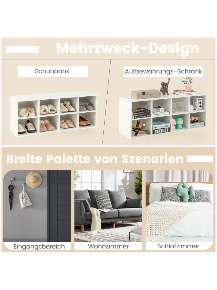 COSTWAY Schuhbank Bücherregal bis zu 230kg in Weiß günstig kaufen onesize