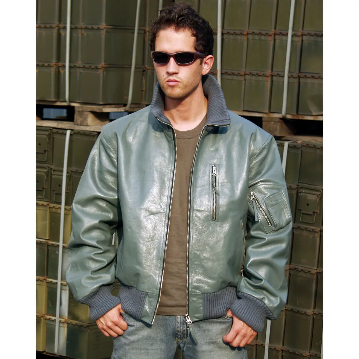 BW Lederjacke Flieger grau