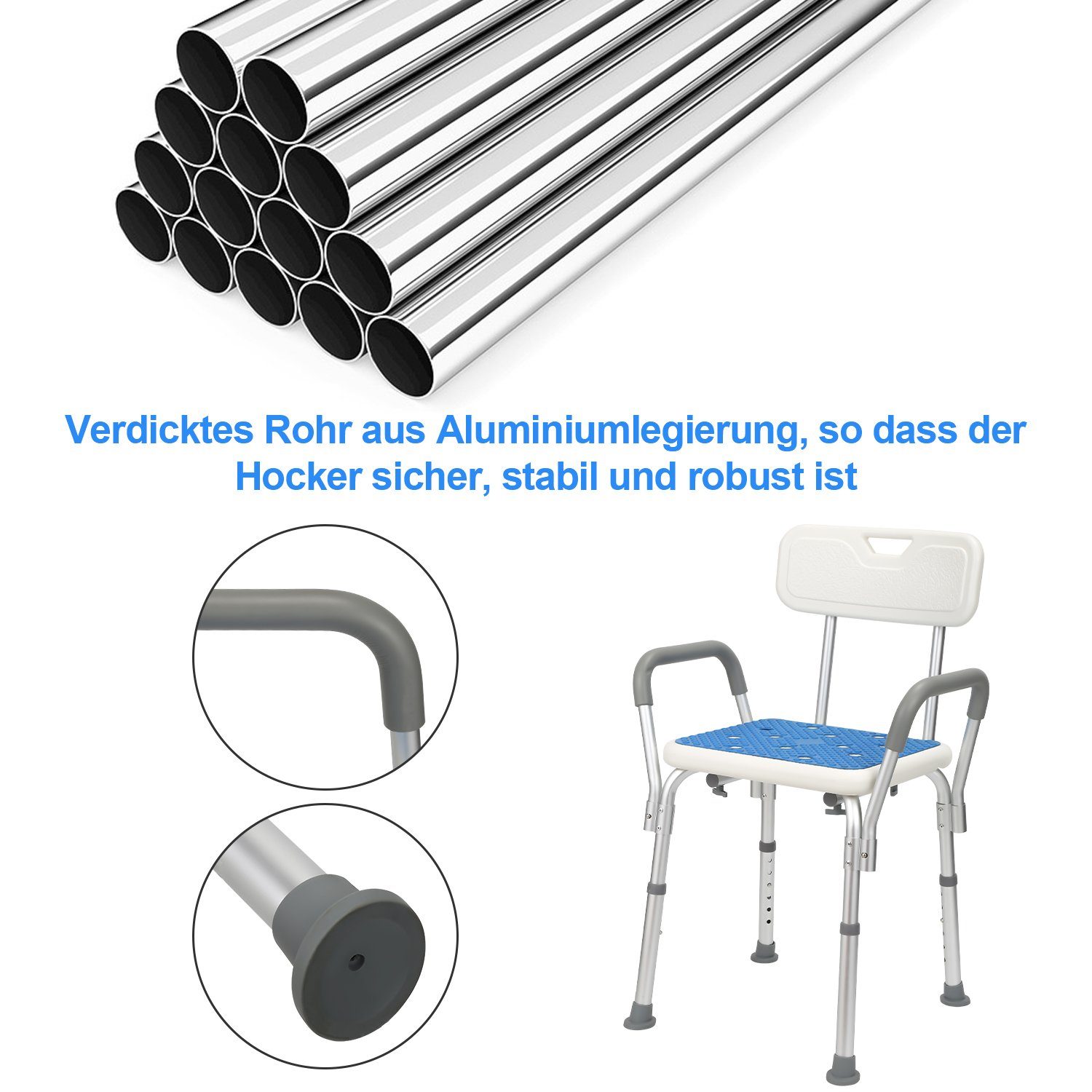 Lospitch Duschhocker Duschhocker Badhocker Badehocker belastbar bis 136kg Duschstuhl