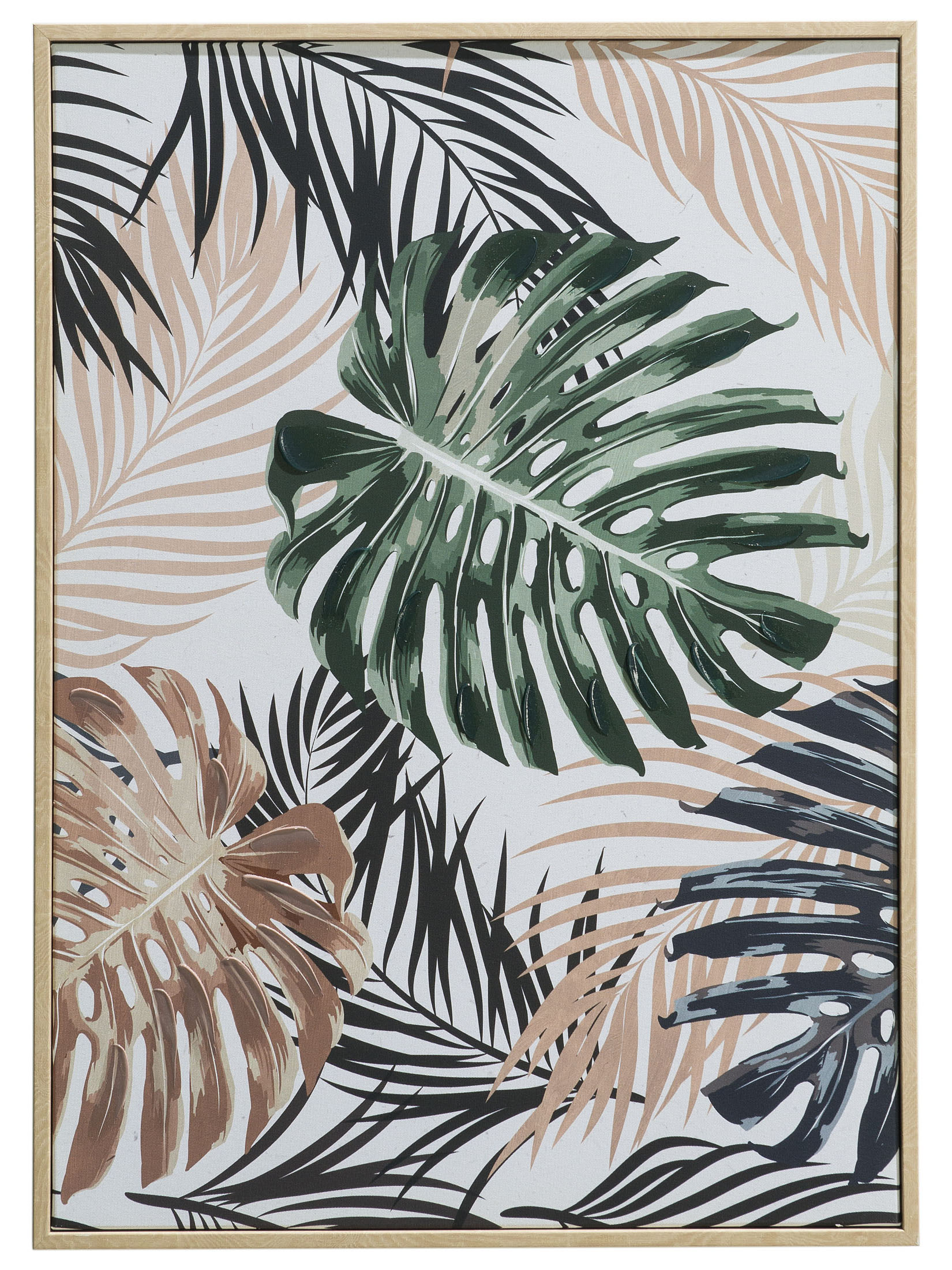 Jungle Leaves Leinwand-Druck-handbemalt, Multicolor