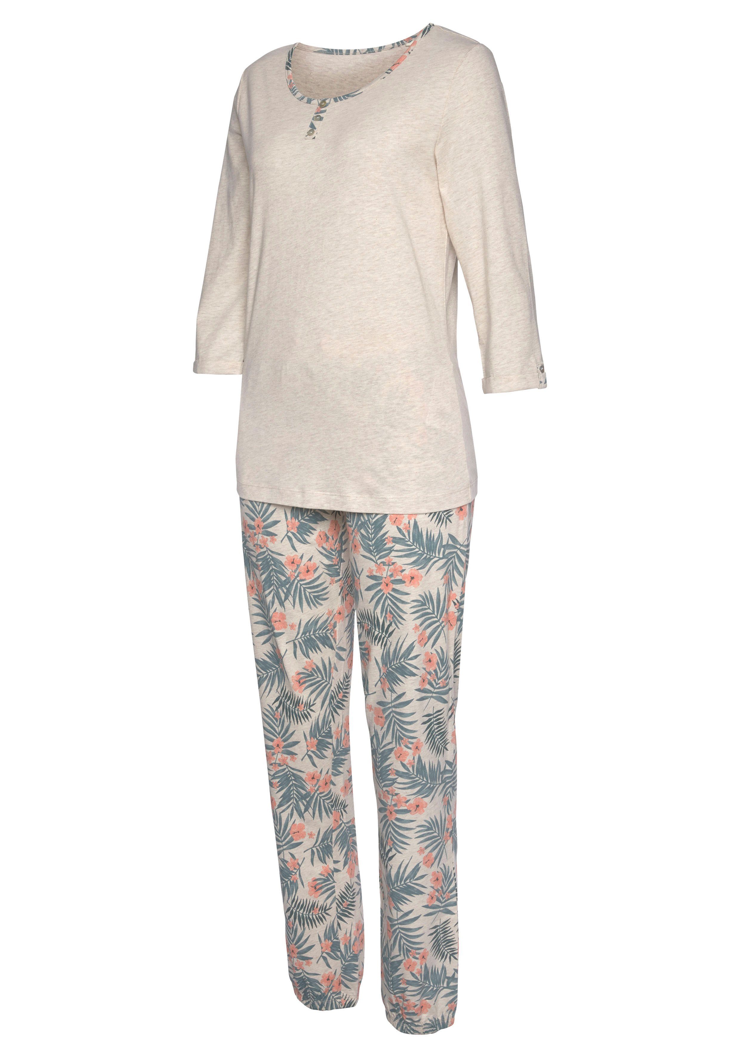 LASCANA Pyjama (2 tlg., 1 Stück) mit gemusterter Hose