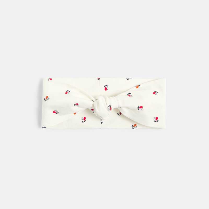 Headband fleuri blanc bébé fille