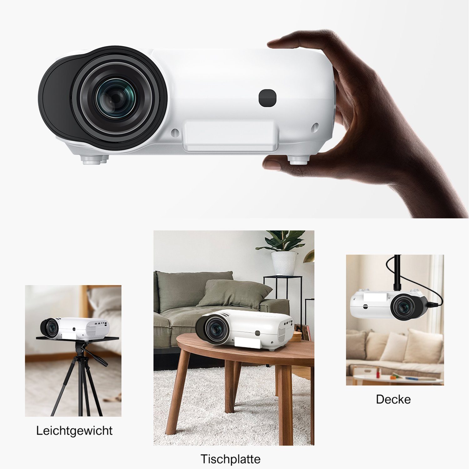 Ultimea P20 Bluetooth LCD-Beamer (10000 lm, 10000:1, 1920 x 1080 px, Tragbarer Bluetooth-Beamer,Intelligenter 1080P Full HD Filmprojektor)